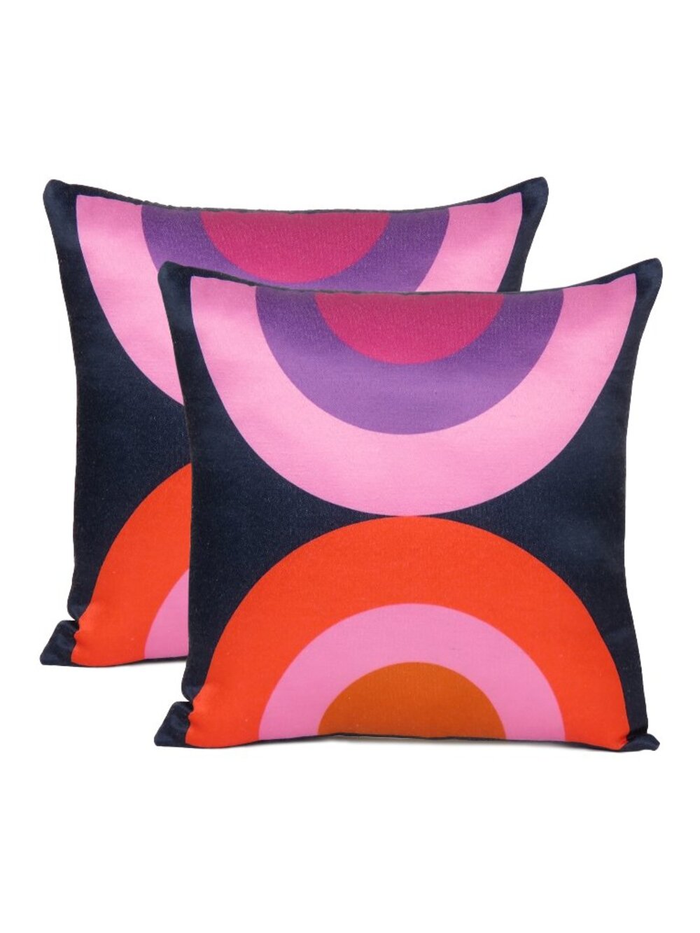 Oussum Cotton Pillow Cover Half Circle Digital Print Square Pink & Red Set of 2